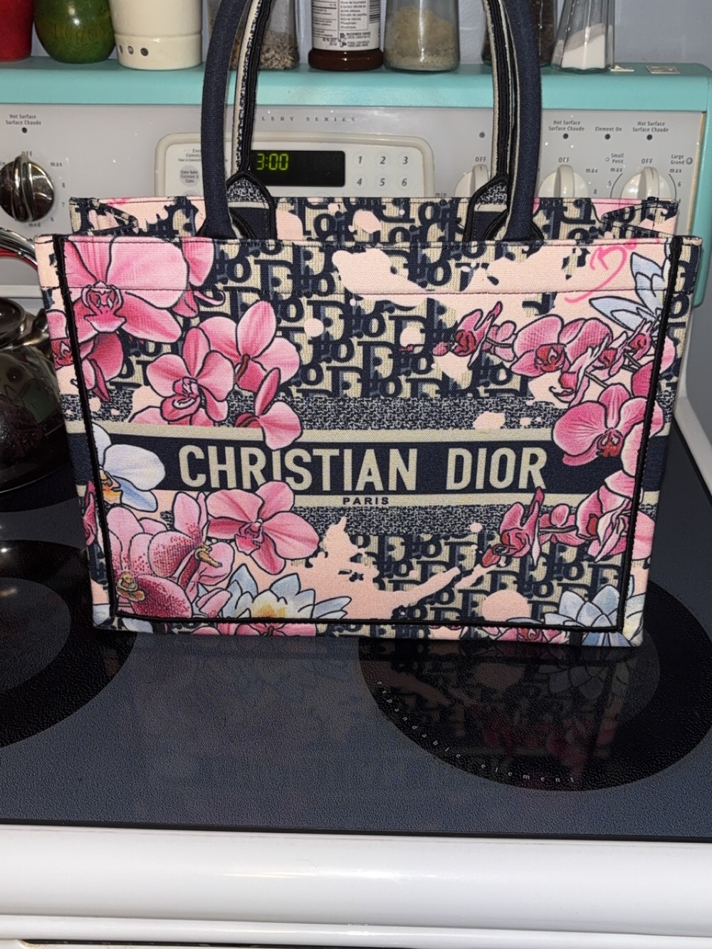 Pink Floral Canvas Tote Bag